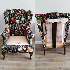 how to reupholster a wing back chair by