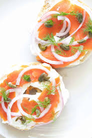 lox bagel with creamy labneh cheese