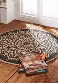 jute rug with mandala print round rug