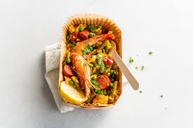 veggie paella with chorizo and prawns