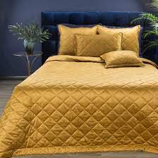 Honey Gold Velvet Bedspread Gold