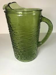 vintage soreno green glass pitcher mid
