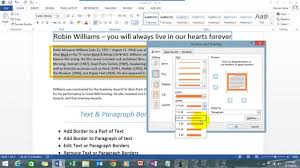 text and paragraph borders in ms word