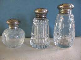 3 Vintage Glass Salt Shakers With