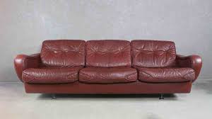 1970s retro brown leather sofa by