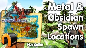 The ark island is a huge land mass with several different biomes and regions. Ark Crystal Isles Metal Obsidian Sulfur Locations Arkcrystalisles Crystalisles Youtube