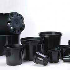 10 litre black and round plastic plant
