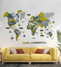 3d Birch Wood Lemonade World Map In