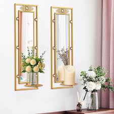 Set Of 2 Gold Wall Candle Sconce Holder