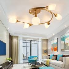Gold Yellow Ceiling Light Ideas 4 6 Lights Bedroom Restaurant Wrought Iron Flower Glass Ball Nordic Style