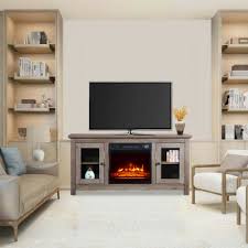 Log Cyan Electric Fireplace Tv Cabinet