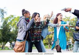 Group Girls Being Threatened Gun By Stock Photo 243503224 gambar png