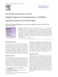 Surgical Aspects Of Tracheostomy In Children
