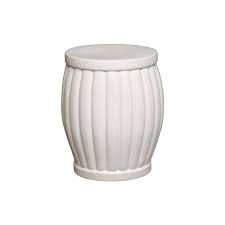 Round White Ribbed Ceramic Garden Stool