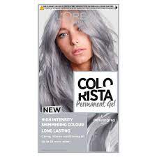 Because grey hair lacks pigmentation, deposits left on the outer layer from hair products, medications, chlorine and more become visible. L Oreal Colorista Silver Grey Permanent Gel Hair Dye Sainsbury S
