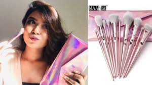maange 10 pcs glossy pink makeup brush
