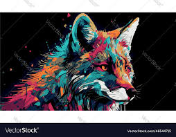 Fox Animal Colorful Art Painting Of