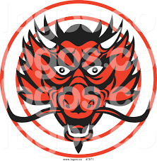 Royalty Free Clip Art Vector Red Chinese Dragon Head Logo By