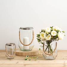 Glass Elva Hurricane Vase Rope Handle