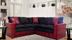 Black And Red Microfiber Sectional