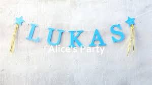 Diy Name Banners Personalised Sky Blue Boy Birthday Party