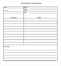 Free 13 Sample Editable Cornell Note Templates In Pdf Word
