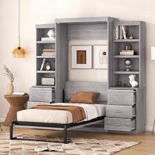 Twin Wood Murphy Bed With Storage