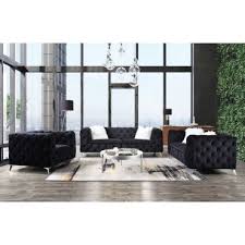 Romanus Black Velvet Modern Sofa