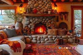7 River Rock Fireplace Design Ideas To