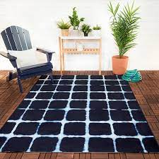 tie dye navy 5 ft x 7 ft checd indoor outdoor patio area rug