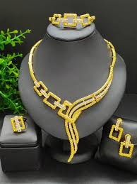 24k gold plated dubai bride jewelry set