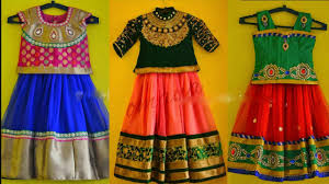 Latest Traditional Girl Baby Dress Designs Pattu Langa Pattu Parikini Designs
