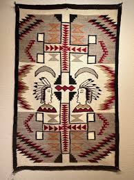 navajo pictorial rug with two native