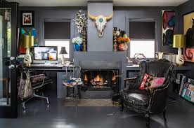 home office with fireplace