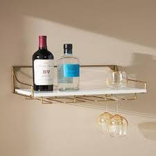 Mayfair Marble Brass Wall Mounted Wine