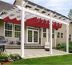 Fixed awnings, unlike retractable options, are more permanent and better suited for areas like windows or entryways. Amazon Com Windscreen4less Outdoor Waterproof Retractable Pergola Replacement Shade Cover Wave Sail Awning Slide On Wire Shade For Deck Patio Backyard 7 X16 Red Garden Outdoor