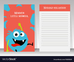 Cute Blue Monster Note Book Template