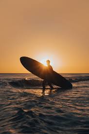 surfing surfer silhouette sunset