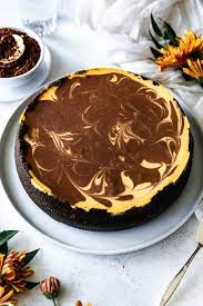 pumpkin and chocolate cheesecake with