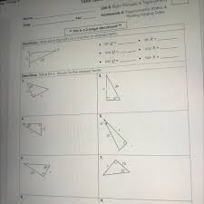 Vocabulary right triangle obtuse triangle > discuss angles of a triangle acute triangle the prefixtri { triangle below using the keys at the right. Unit 8 Homework 4 Trigonometry Ratios Amp Finding Missing Sides Brainly Com