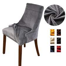 Velvet Tufted Wingback Chair Cover