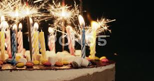 birthday cake with sparkler and candles
