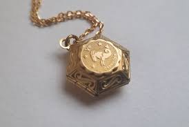 Brass Hex Locket Necklace Zodiac