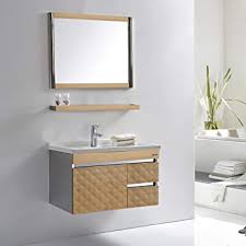 Cabinets.com sells a variety of bathroom vanities with the same great construction as our other cabinets. Buy Fuao Sanitaryware Foster Wall Mounted Designer Art Bathroom Vanity With Stainless Steel Cabinet Shelf Mirror And Ceramic Wash Basin Cabinet 800x460 Mm Mirror 800x500 Mm White Online At Low Prices In India
