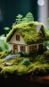 Eco Friendly House Paper Home On Moss