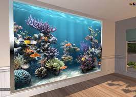 STUNNING Fish Tank Wall with Moving Fish - Sea Blue | Fish tank wall, Wall  aquarium, Fish tank design gambar png