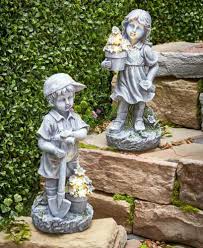 Solar Lighted Garden Statues Children