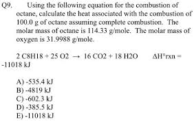 Octane Assuming Complete Combustion