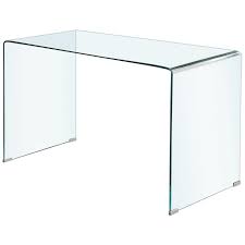 Clear Bent Glass Writing Desk