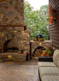 Outdoor Fireplace With Grill Island And